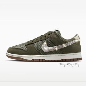 Swarovski Bling Nike Dunk Low Premium Sneakers with Ivory Crystals Women's